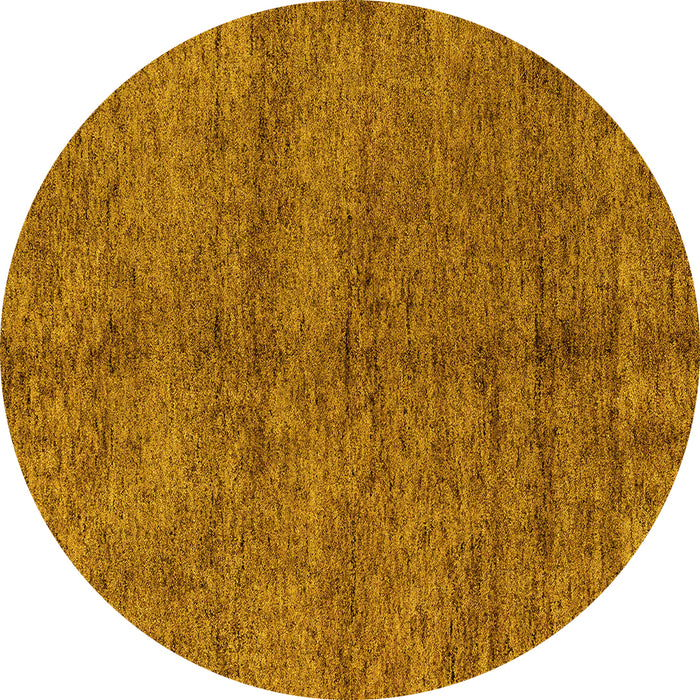 Round Machine Washable Abstract Yellow Modern Rug, wshabs4117yw