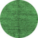 Round Abstract Emerald Green Modern Rug, abs4117emgrn