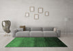 Machine Washable Abstract Emerald Green Modern Area Rugs in a Living Room,, wshabs4118emgrn