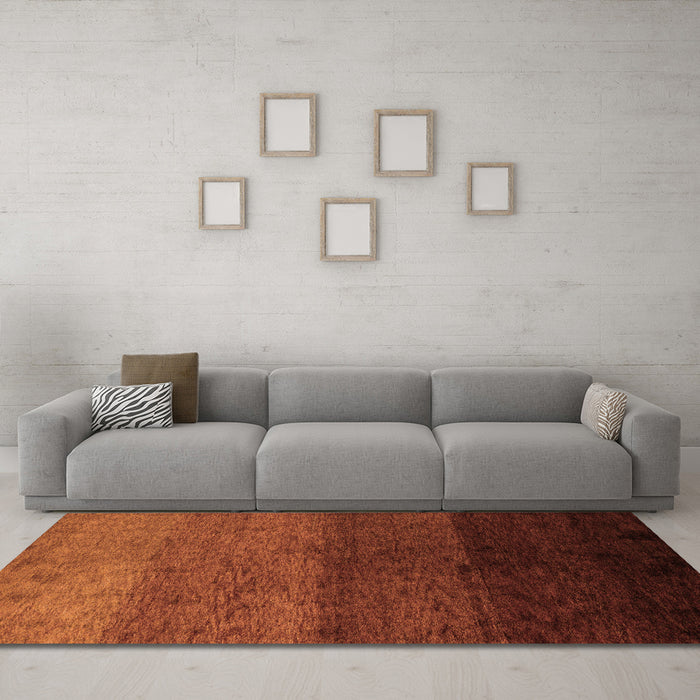Machine Washable Abstract Orange Modern Area Rugs in a Living Room, wshabs4118org
