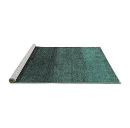 Sideview of Machine Washable Abstract Turquoise Modern Area Rugs, wshabs4118turq