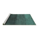 Sideview of Machine Washable Abstract Turquoise Modern Area Rugs, wshabs4118turq