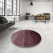 Round Abstract Dark Scarlet Red Modern Rug in a Office, abs4118