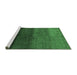 Sideview of Machine Washable Abstract Emerald Green Modern Area Rugs, wshabs4118emgrn