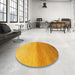 Round Machine Washable Abstract Deep Yellow Rug in a Office, wshabs4119