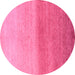 Round Machine Washable Abstract Pink Modern Rug, wshabs4119pnk