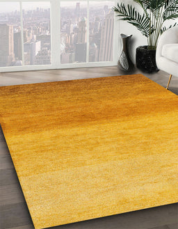Abstract Deep Yellow Modern Rug in Family Room, abs4119