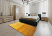 Abstract Deep Yellow Modern Rug in a Bedroom, abs4119