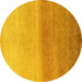 Round Abstract Yellow Modern Rug, abs4119yw