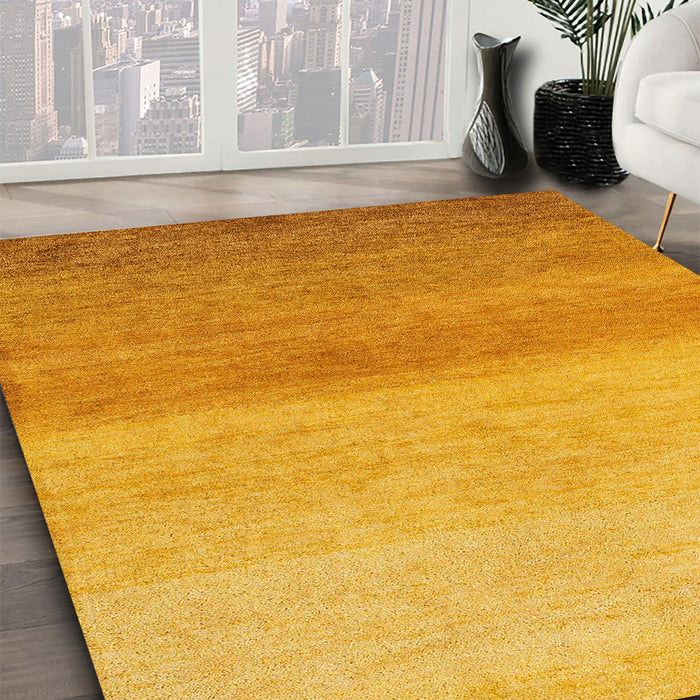 Abstract Deep Yellow Modern Rug in Family Room, abs4119