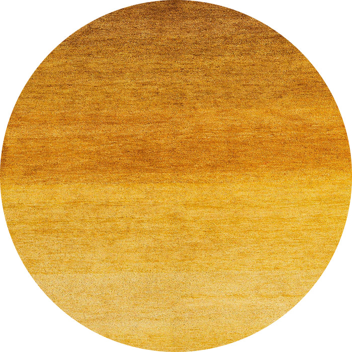 Round Abstract Deep Yellow Modern Rug, abs4119