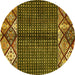 Round Machine Washable Abstract Yellow Modern Rug, wshabs411yw