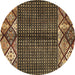 Round Abstract Brown Modern Rug, abs411brn