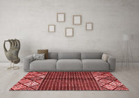 Machine Washable Abstract Red Modern Rug, wshabs411red