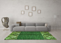 Machine Washable Abstract Green Modern Rug, wshabs411grn