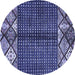 Round Abstract Blue Modern Rug, abs411blu