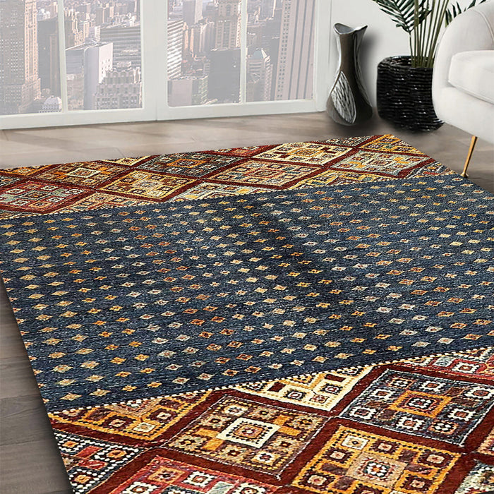 Abstract Brown Modern Rug in Family Room, abs411