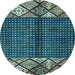 Round Abstract Light Blue Modern Rug, abs411lblu