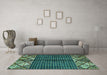 Machine Washable Abstract Turquoise Modern Area Rugs in a Living Room,, wshabs411turq