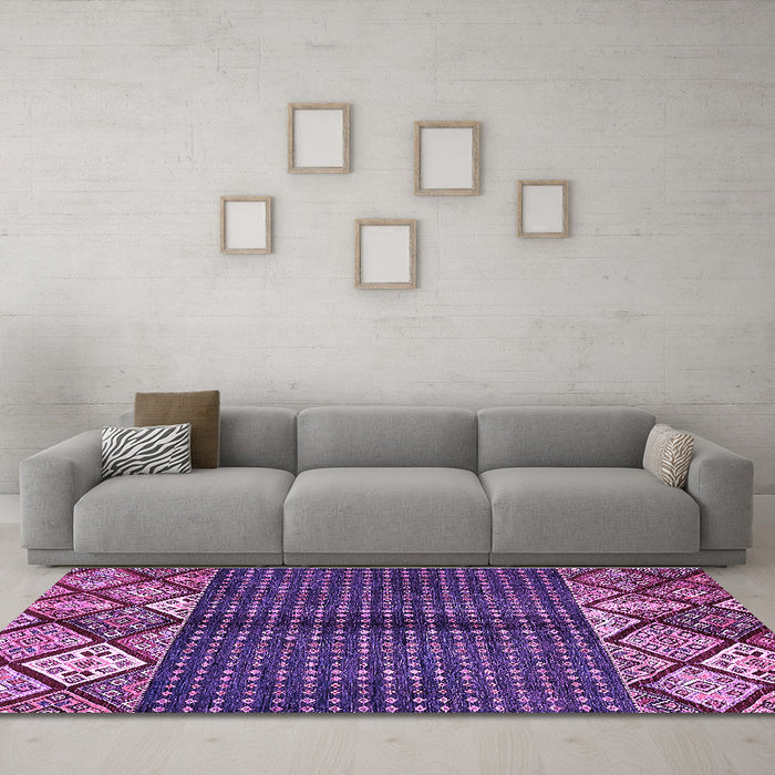 Machine Washable Abstract Purple Modern Area Rugs in a Living Room, wshabs411pur