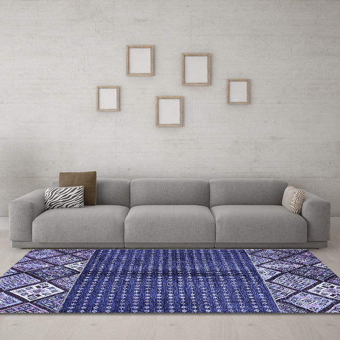 Machine Washable Abstract Blue Modern Rug in a Living Room, wshabs411blu