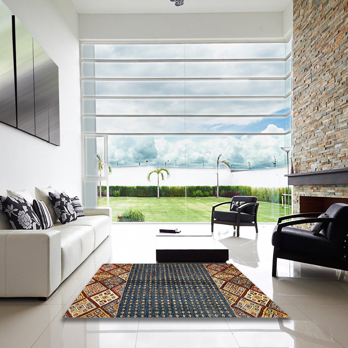 Square Machine Washable Abstract Brown Rug in a Living Room, wshabs411