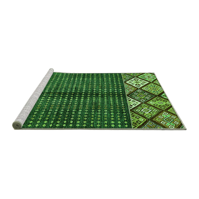 Sideview of Machine Washable Abstract Green Modern Area Rugs, wshabs411grn