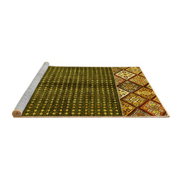 Sideview of Machine Washable Abstract Yellow Modern Rug, wshabs411yw