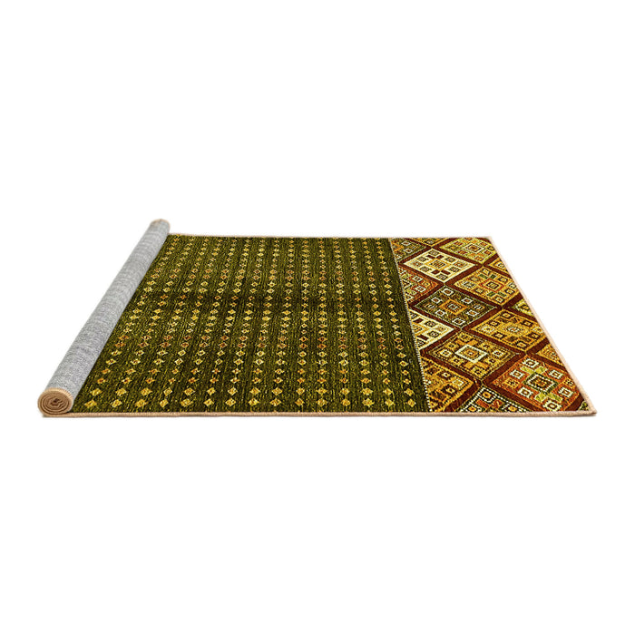 Sideview of Machine Washable Abstract Yellow Modern Rug, wshabs411yw