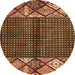 Round Machine Washable Abstract Orange Modern Area Rugs, wshabs411org