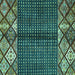 Square Machine Washable Abstract Turquoise Modern Area Rugs, wshabs411turq