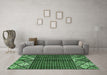 Machine Washable Abstract Emerald Green Modern Area Rugs in a Living Room,, wshabs411emgrn