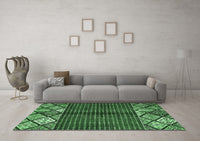 Machine Washable Abstract Emerald Green Modern Rug, wshabs411emgrn