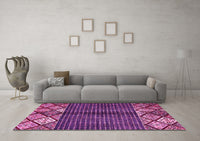 Machine Washable Abstract Pink Modern Rug, wshabs411pnk