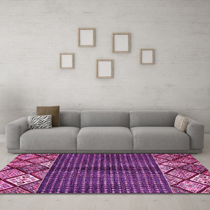 Machine Washable Abstract Pink Modern Rug in a Living Room, wshabs411pnk