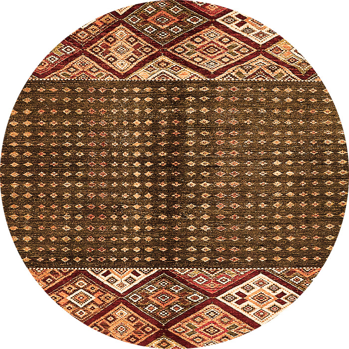 Round Abstract Orange Modern Rug, abs411org