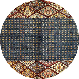 Round Machine Washable Abstract Brown Rug, wshabs411