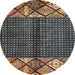 Round Machine Washable Abstract Brown Rug, wshabs411