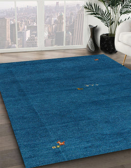 Abstract Blue Modern Rug in Family Room, abs4120