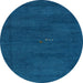 Round Abstract Blue Modern Rug, abs4120