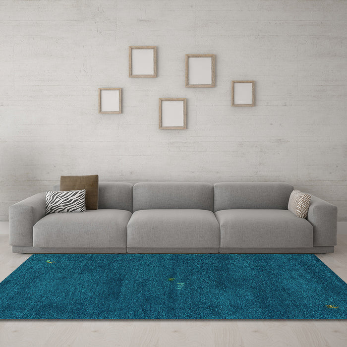 Machine Washable Abstract Turquoise Modern Area Rugs in a Living Room,, wshabs4120turq