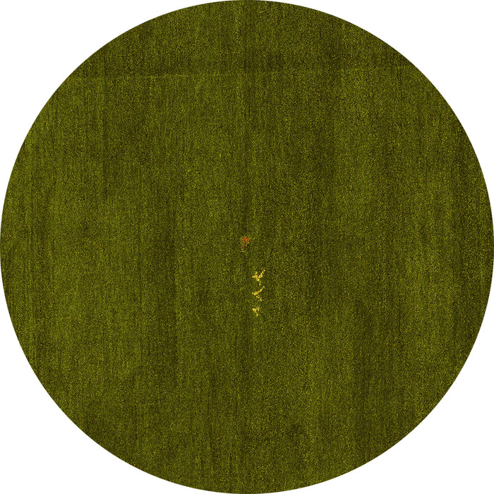 Round Abstract Yellow Modern Rug, abs4120yw