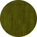 Round Abstract Yellow Modern Rug, abs4120yw