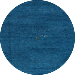 Round Machine Washable Abstract Blueberry Blue Rug, wshabs4120