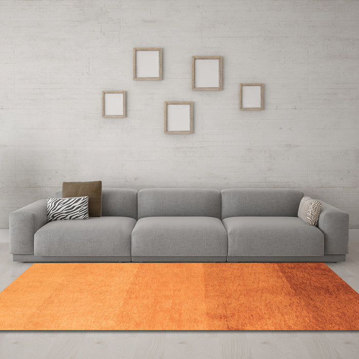 Machine Washable Abstract Orange Modern Area Rugs in a Living Room, wshabs4121org