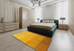 Abstract Deep Yellow Modern Rug in a Bedroom, abs4121