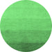 Round Abstract Emerald Green Modern Rug, abs4121emgrn