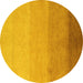 Round Abstract Yellow Modern Rug, abs4121yw