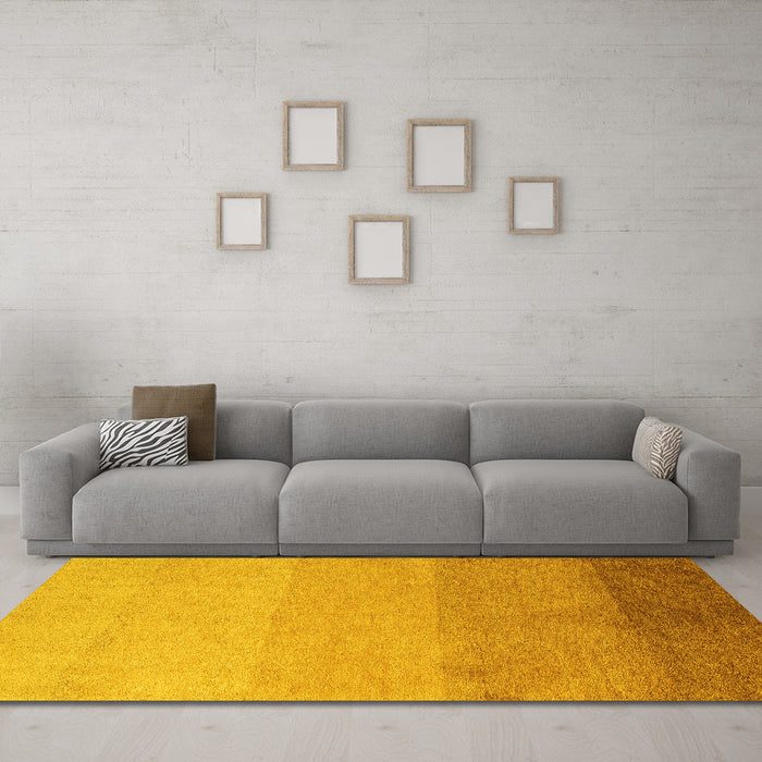 Machine Washable Abstract Yellow Modern Rug in a Living Room, wshabs4121yw