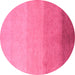 Round Machine Washable Abstract Pink Modern Rug, wshabs4121pnk